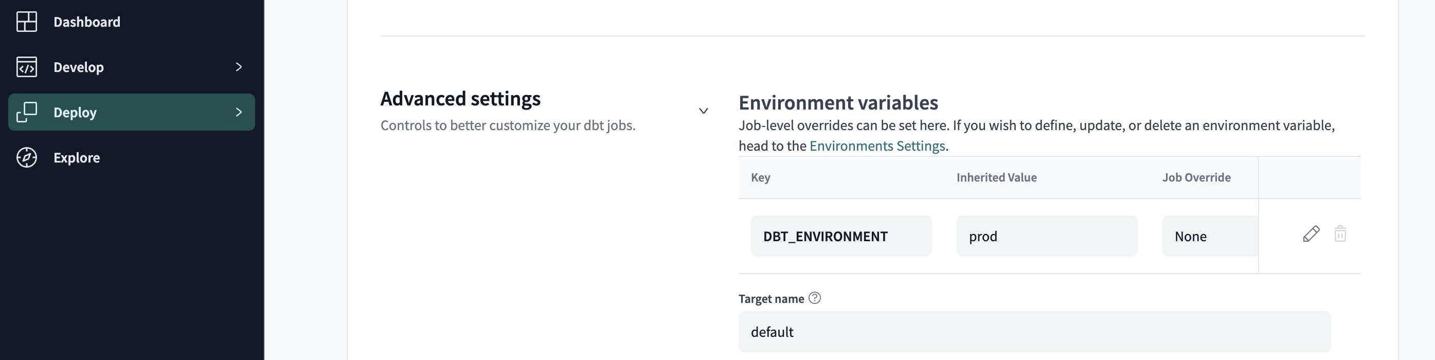 Setting a job override value